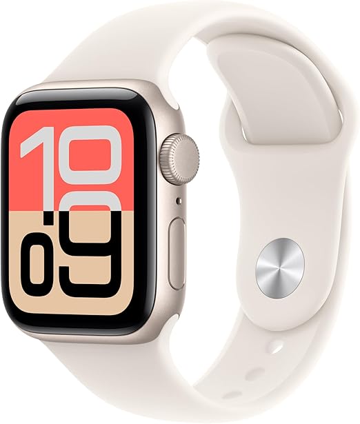 Apple Watch SE 3 [GPS 40mm] Smartwatch with Starlight Aluminum Case with Starlight Sport Band - S/M. Fitness and Sleep Trackers, Heart Rate Monitor, Always-On Display, Water Resistant