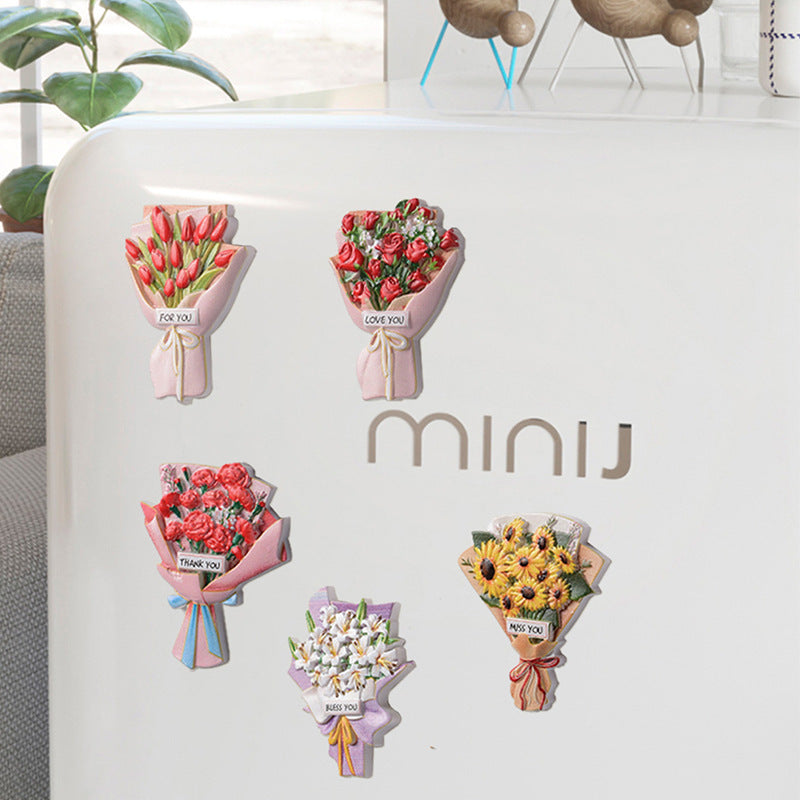 3D Embossed Bouquet Fridge Magnets