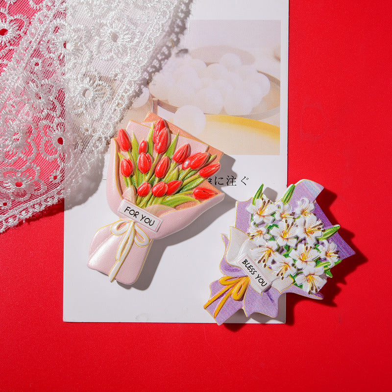 3D Embossed Bouquet Fridge Magnets
